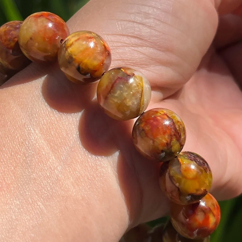 14mm chunky stretchable yellow pietersite bracelet 1927‎